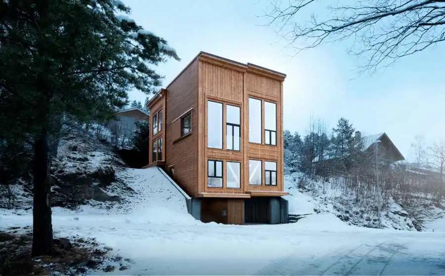 欧式木屋设计风——挪威落地窗木屋